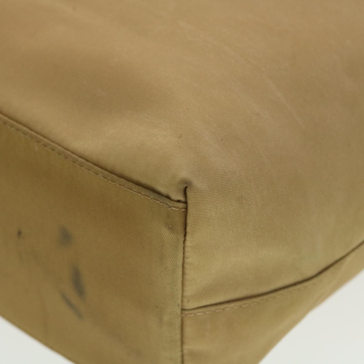 CHRISTIAN DIOR Maris Pearl Shoulder Bag Nylon Beige Auth bs5278