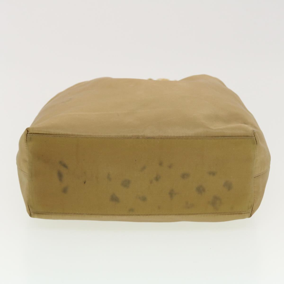 CHRISTIAN DIOR Maris Pearl Shoulder Bag Nylon Beige Auth bs5278