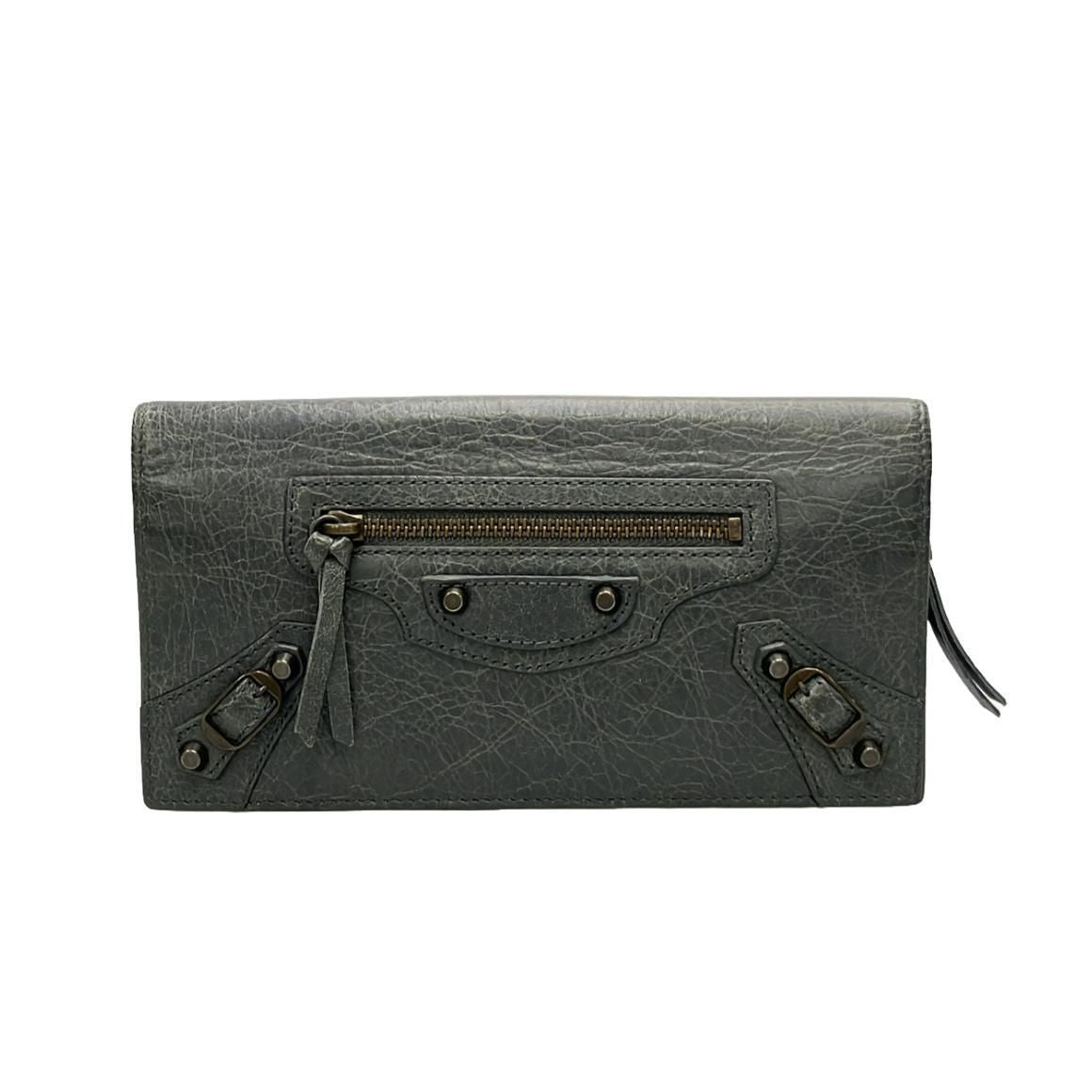 BALENCIAGA Agneau Classic Hardware Money Wallet Gris Fossile ITIUZPRTFWF8