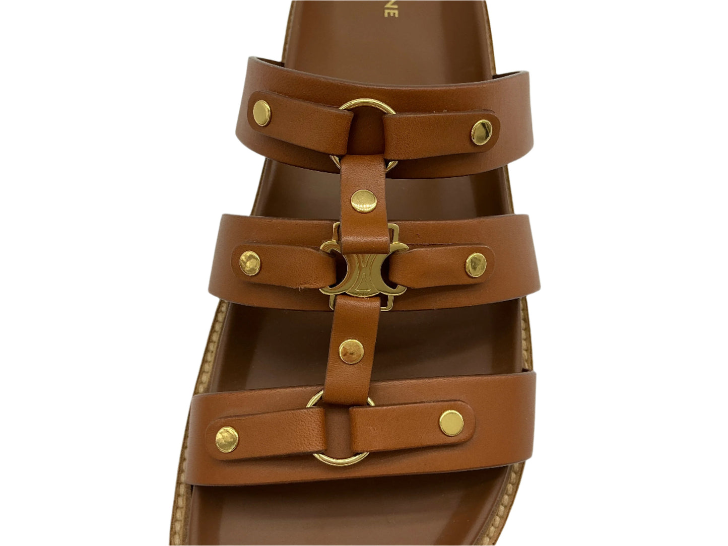 Celine Tippi Slide Sandals in Vegetal-Tanned Calfskin