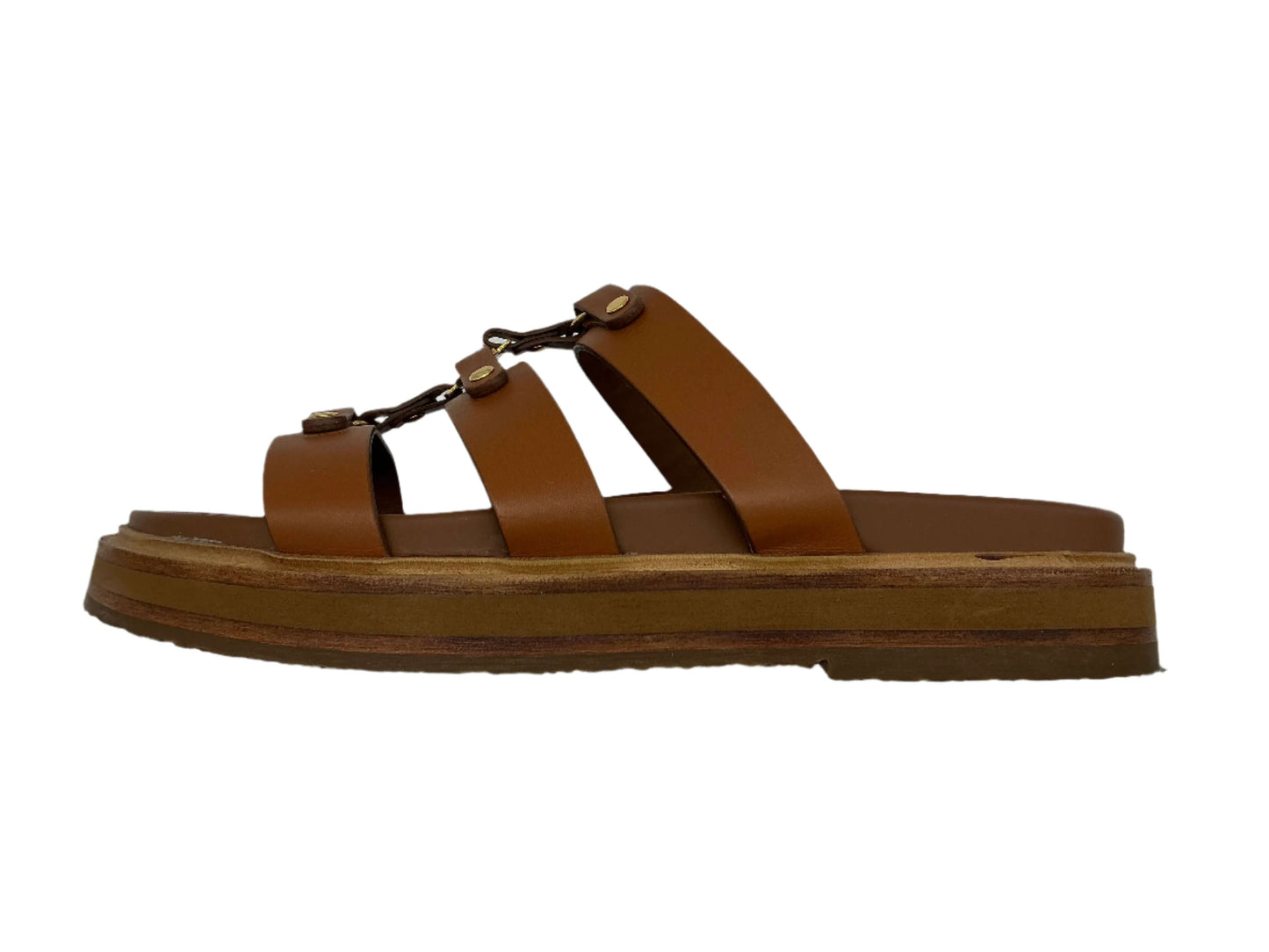 Celine Tippi Slide Sandals in Vegetal-Tanned Calfskin