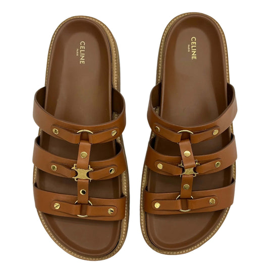 Celine Tippi Slide Sandals in Vegetal-Tanned Calfskin
