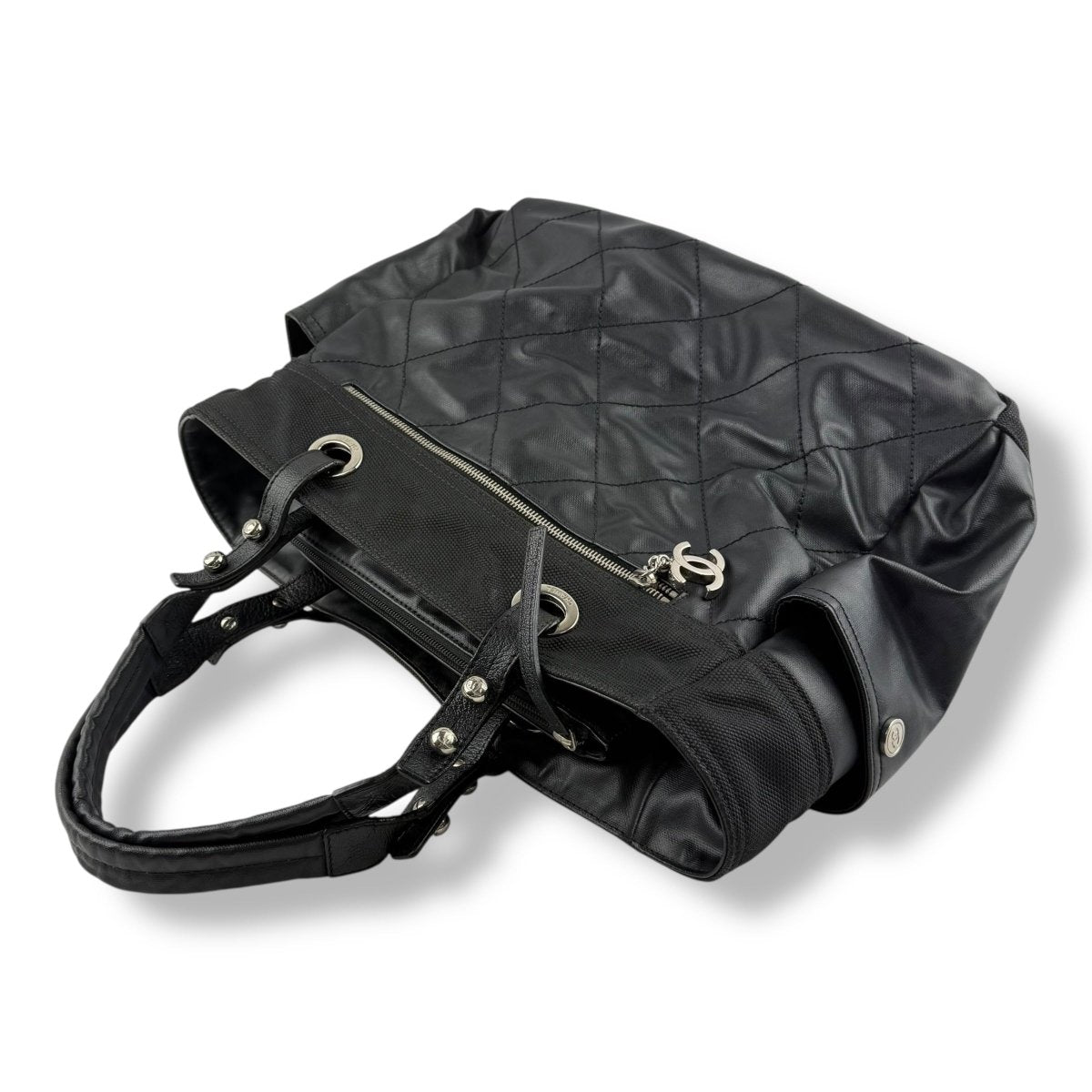 Chanel Black Leather CC Paris Biarritz Tote Handbag