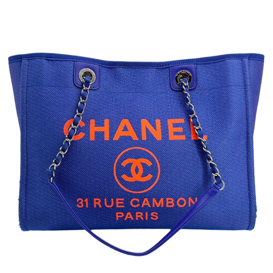 Chanel Mixed Fibers Small Deauville Tote – Blue & Orange Canvas