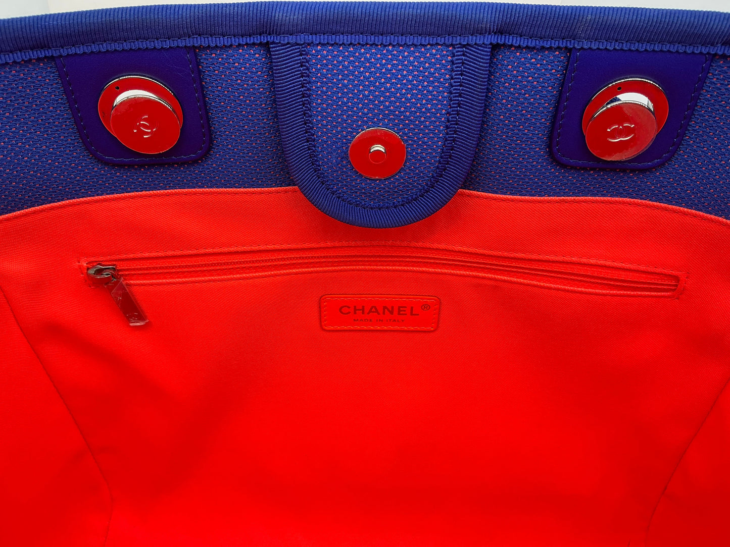 Chanel Mixed Fibers Small Deauville Tote – Blue & Orange Canvas