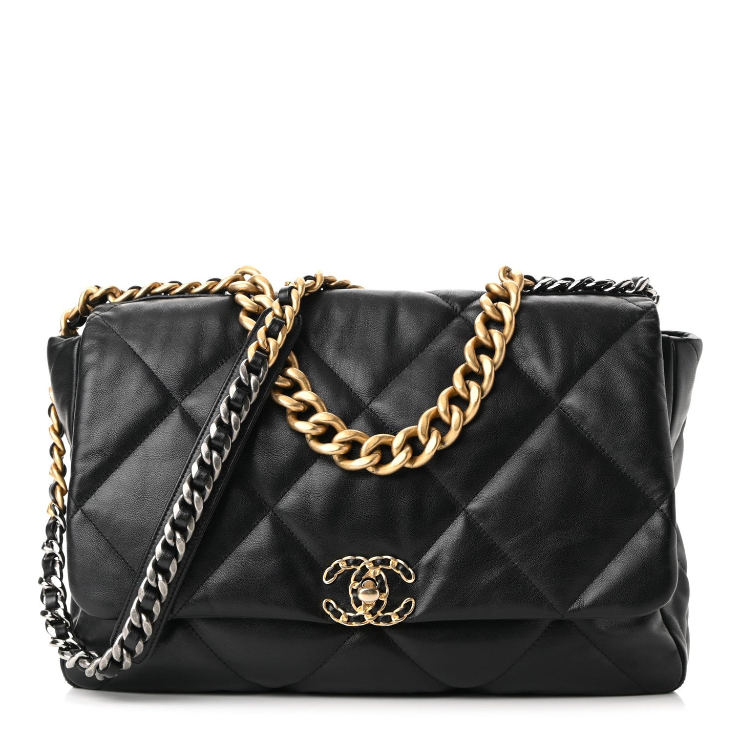 CHANEL QUILTED GOATSKIN MAXI CHANEL 19 FLAP BACK