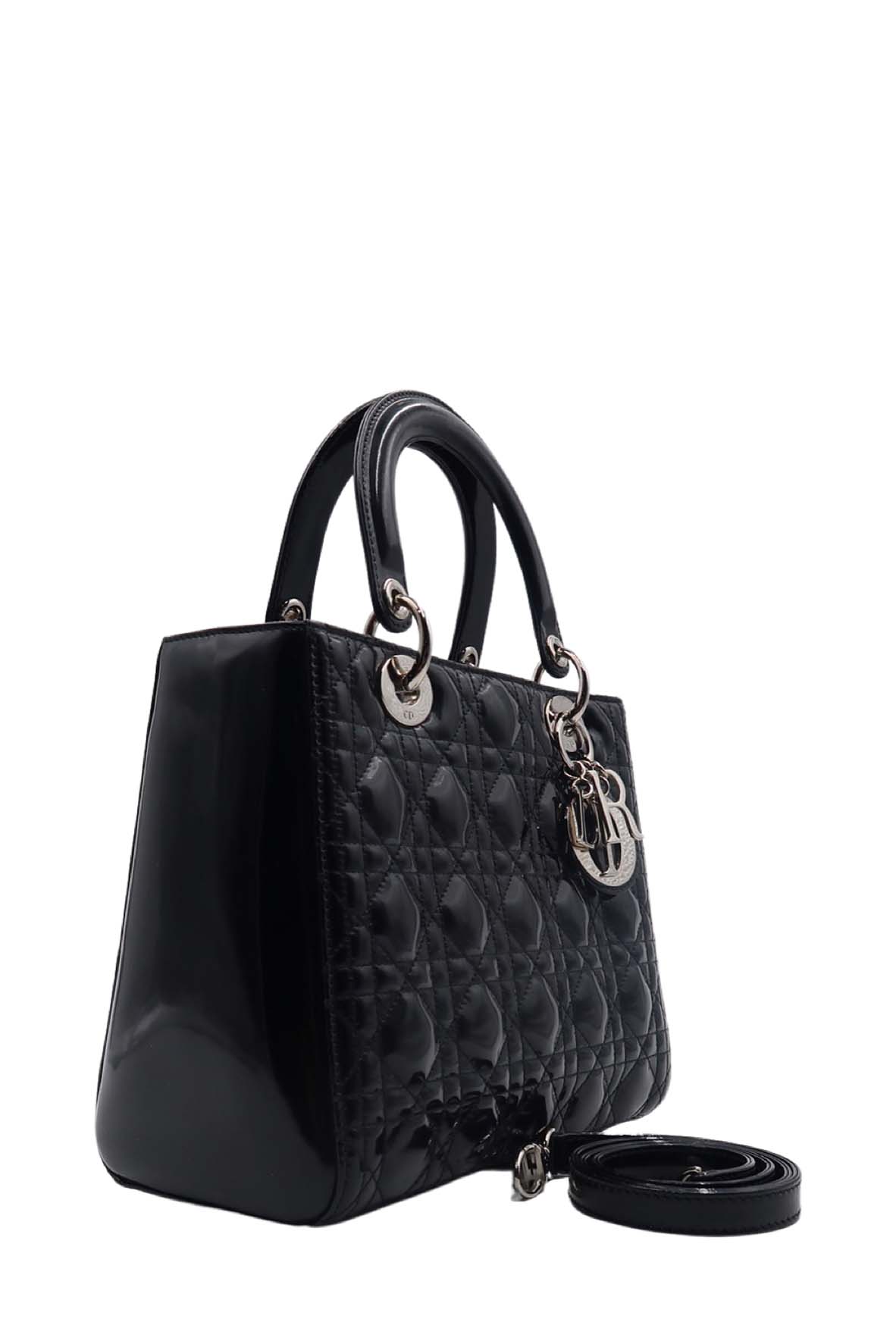 Medium Lady Dior Patent Black