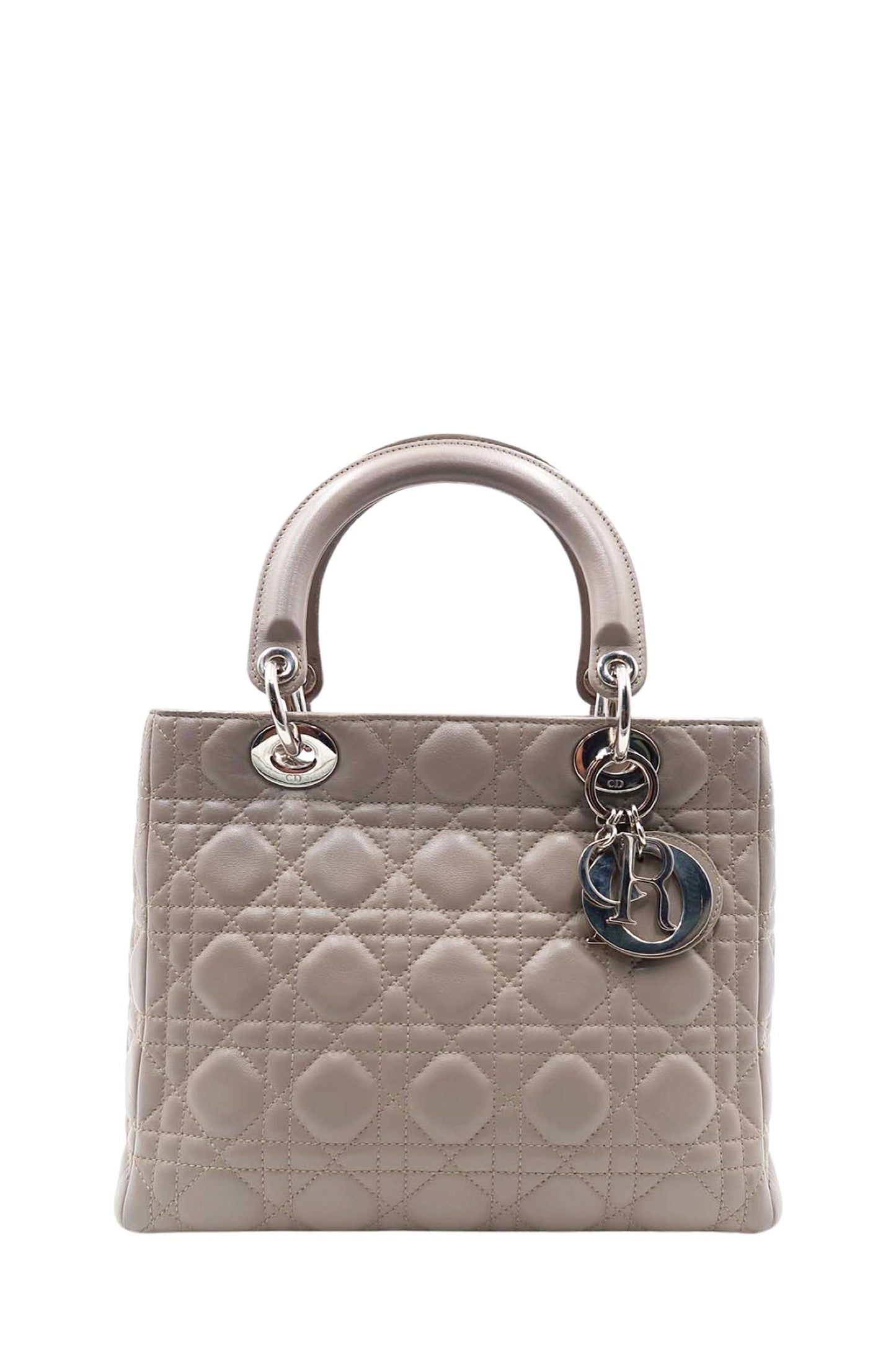 Medium Lady Dior with Silver Hardware Grey