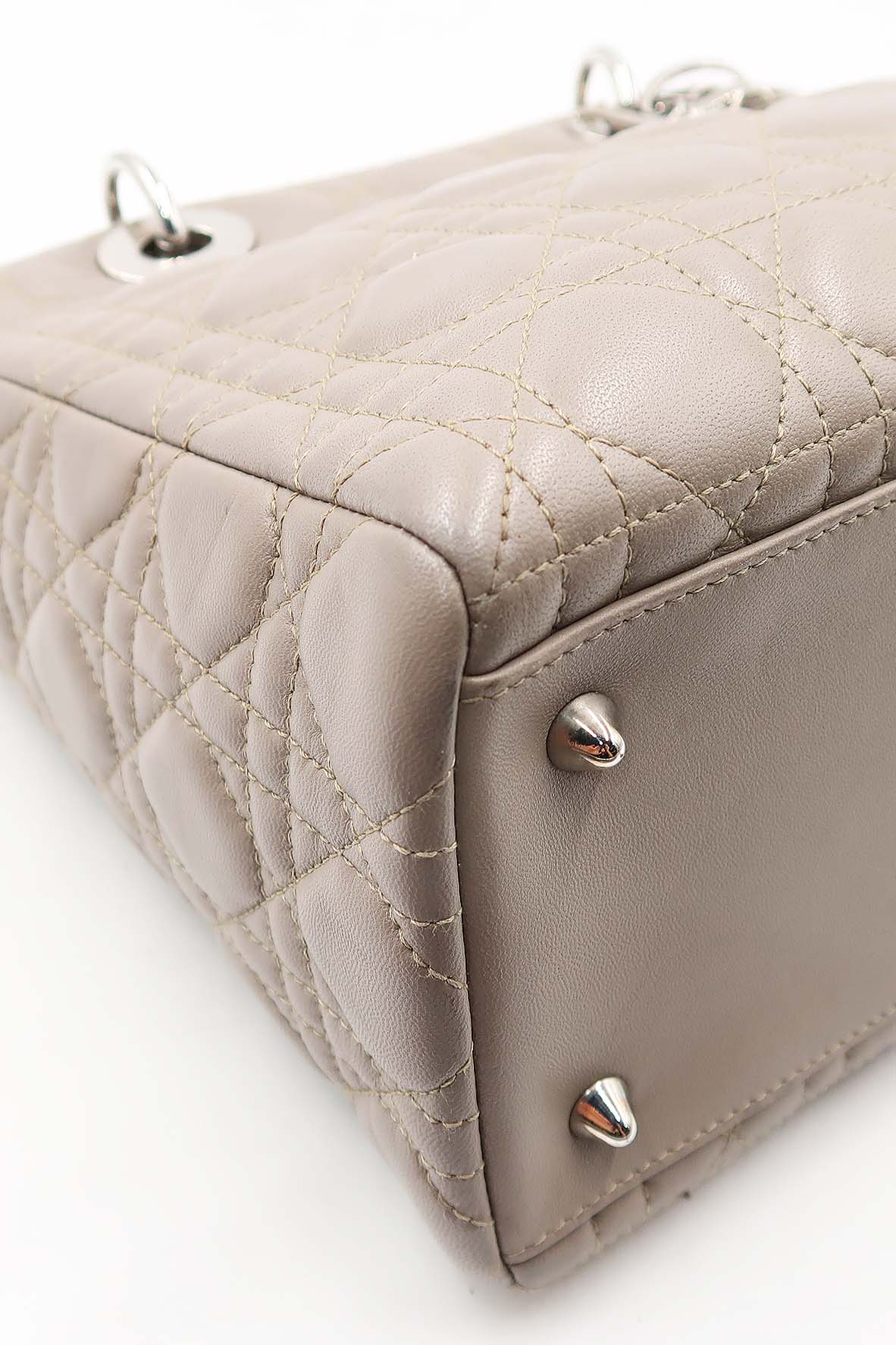 Medium Lady Dior with Silver Hardware Grey
