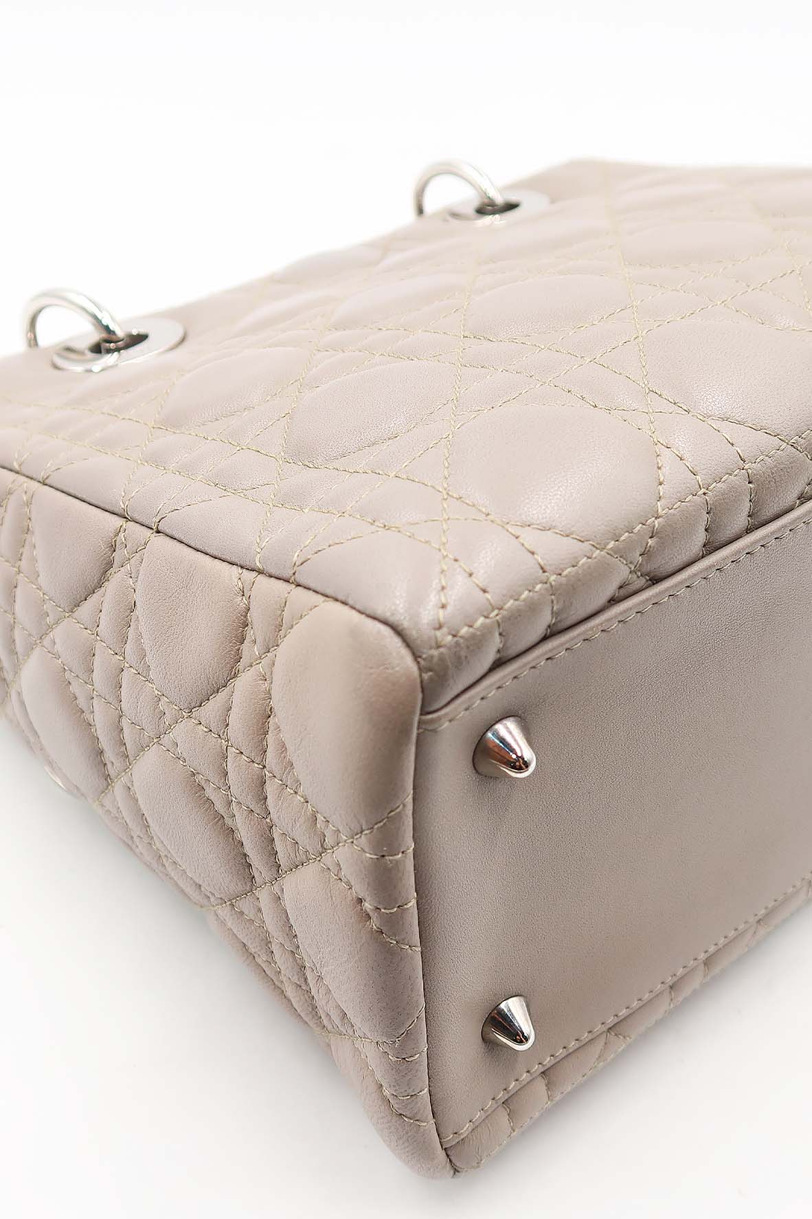 Medium Lady Dior with Silver Hardware Grey