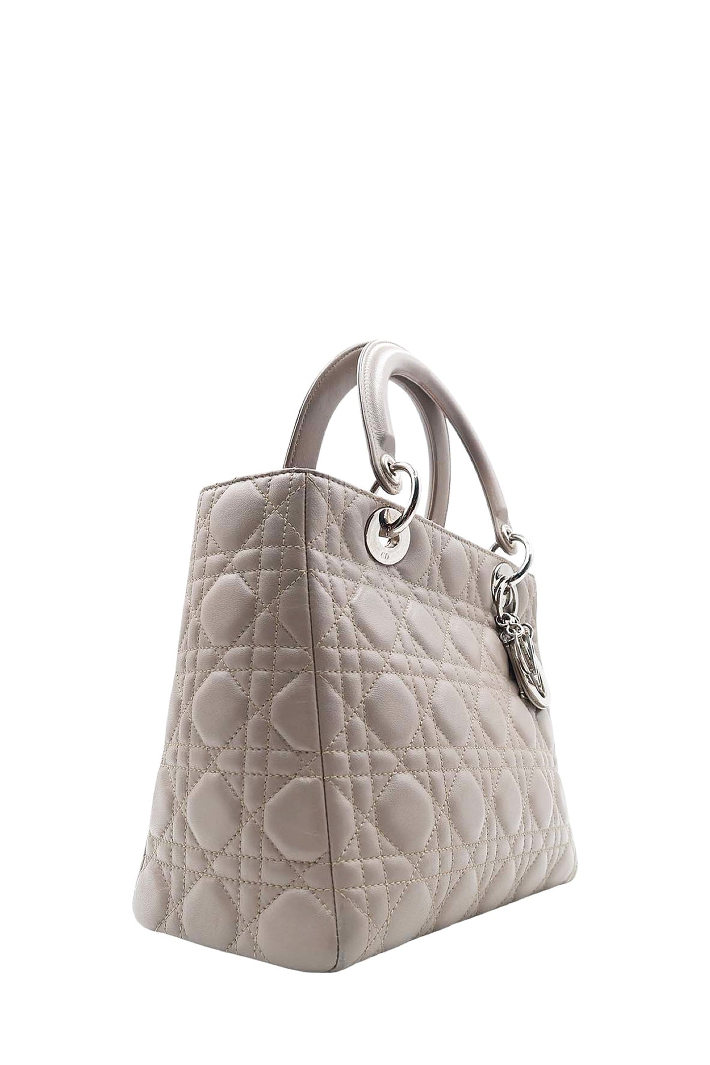 Medium Lady Dior with Silver Hardware Grey