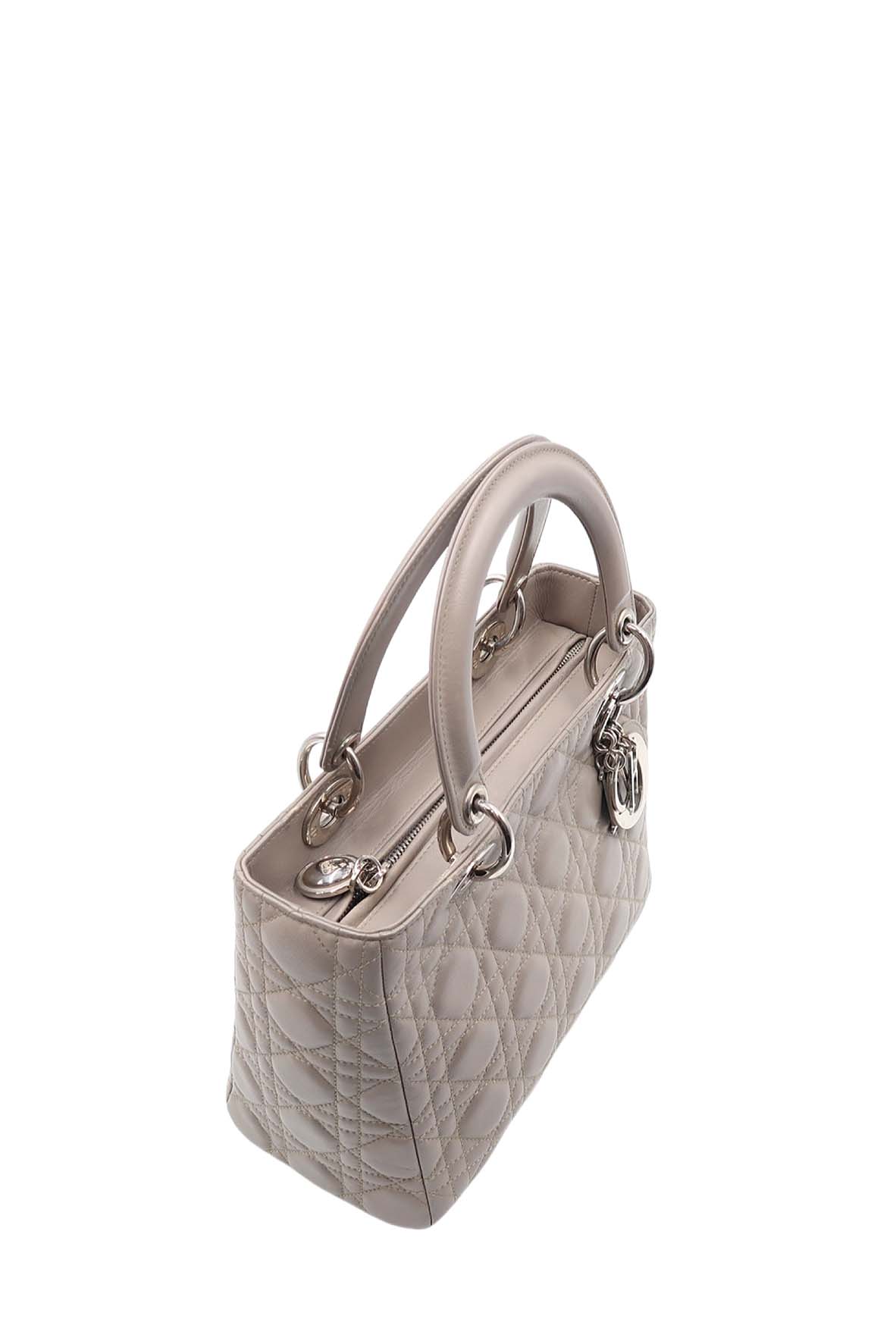 Medium Lady Dior with Silver Hardware Grey