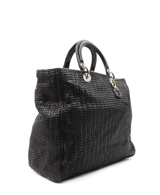 Soft Lady Dior Woven Tote Tresse Black