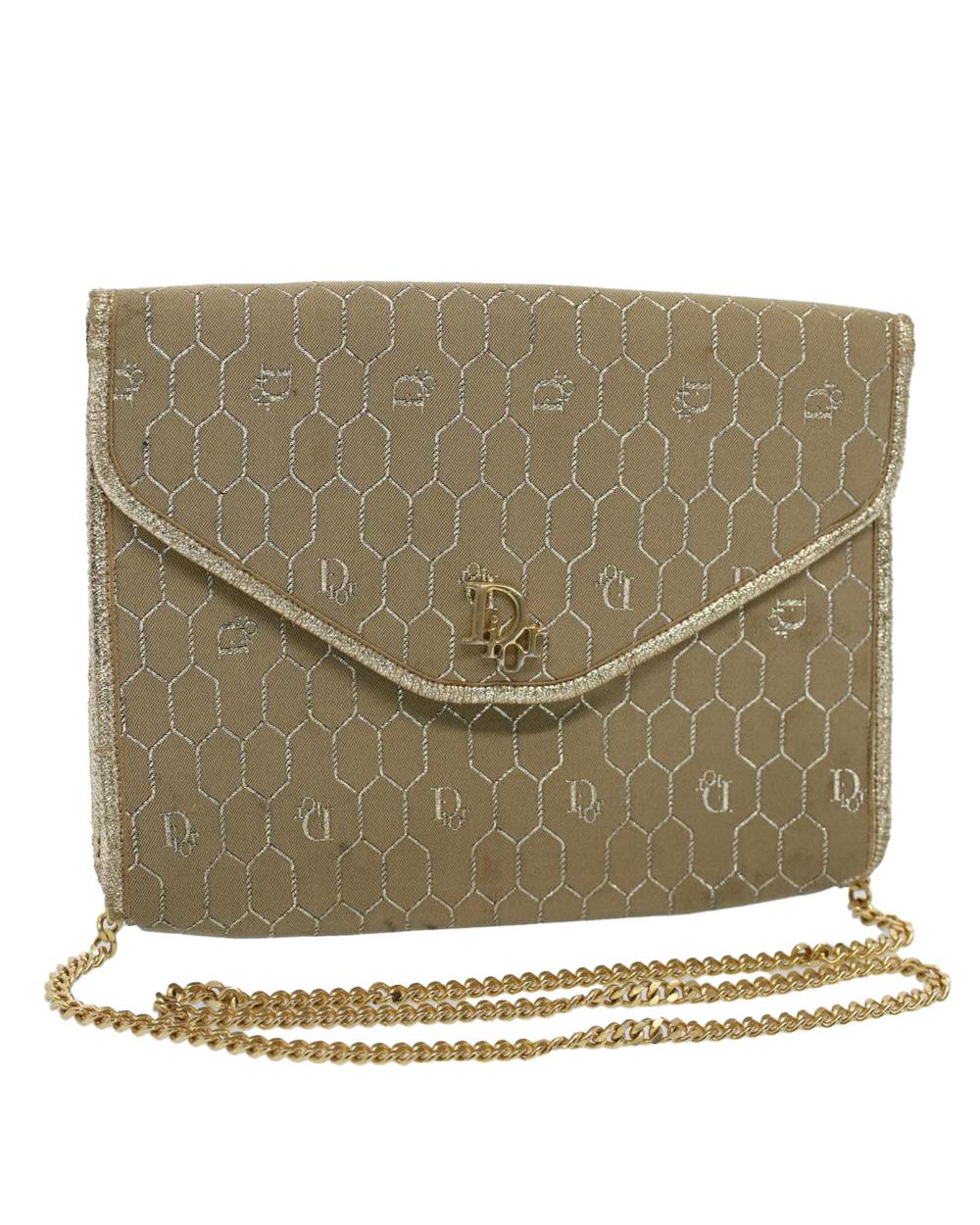 Beige Canvas Dior Shoulder Bag