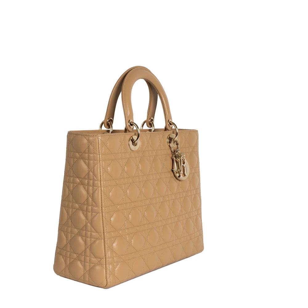Beige Leather Dior Lady Dior