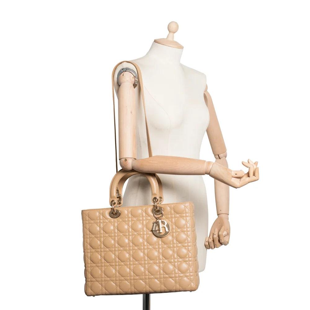 Beige Leather Dior Lady Dior