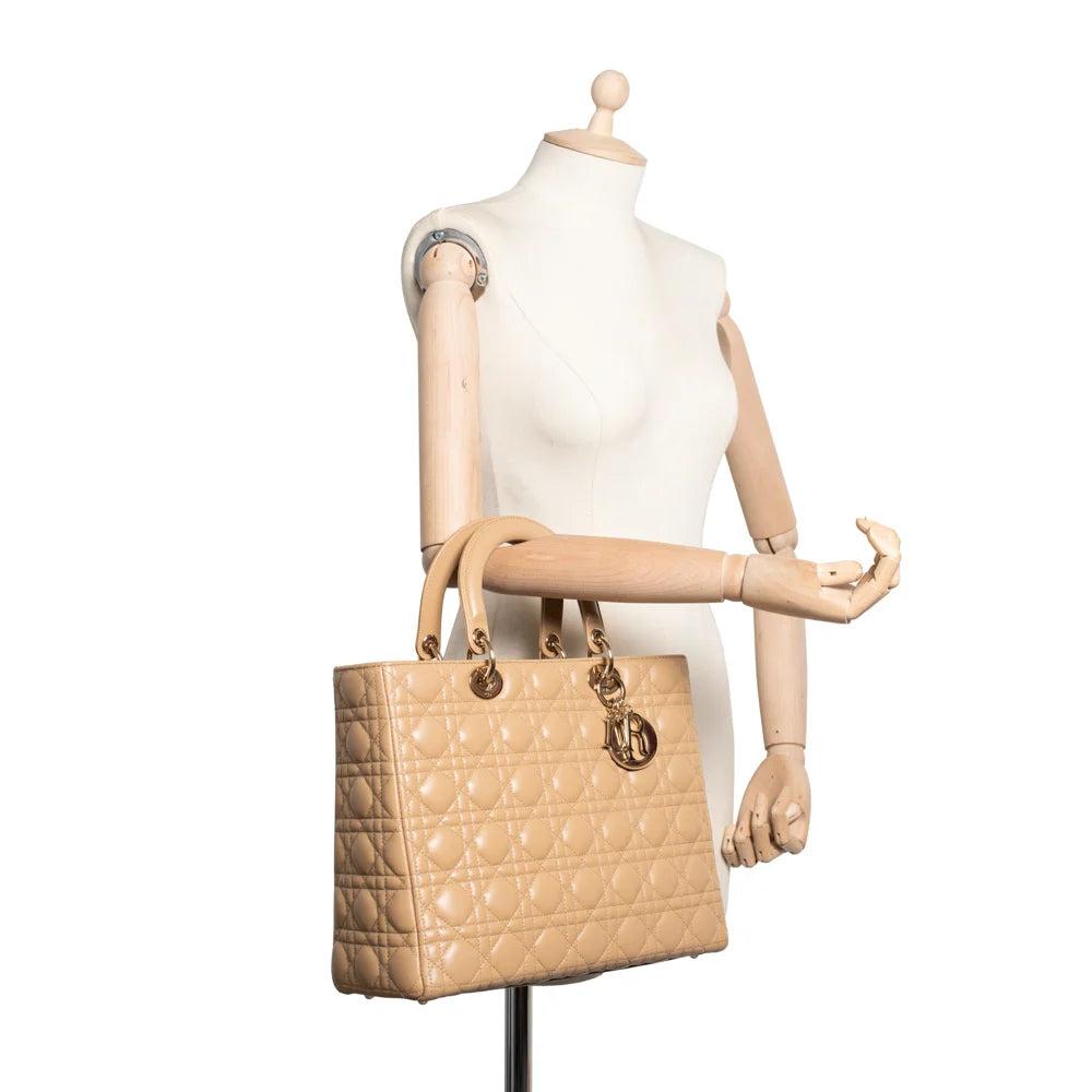 Beige Leather Dior Lady Dior