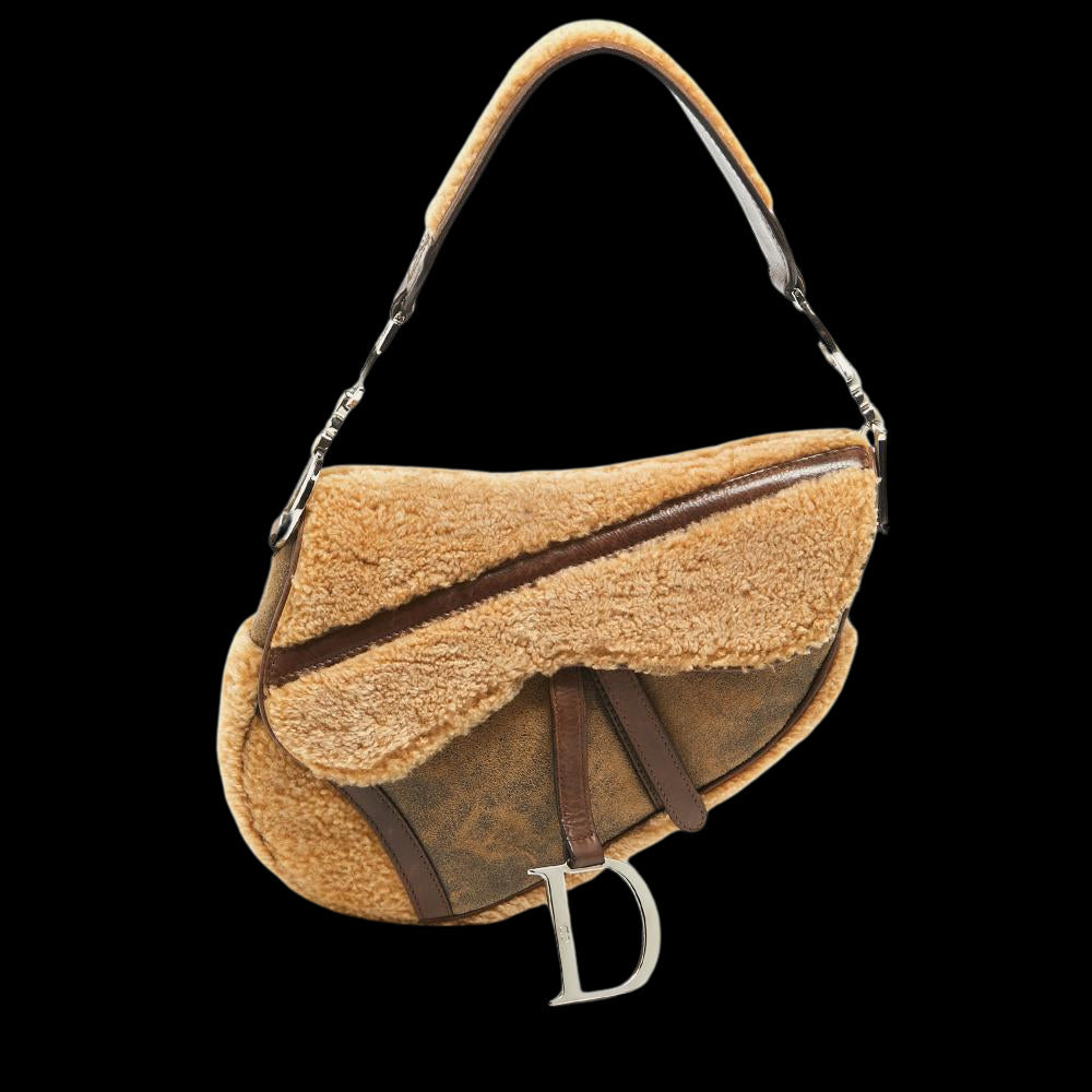 Beige Leather Dior Saddle Bag