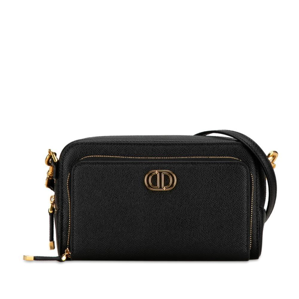 Black Leather Dior Cosmetic Pouch