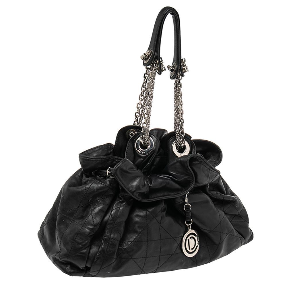 Black Leather Dior Handbag