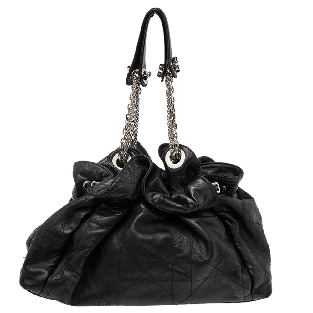 Black Leather Dior Handbag