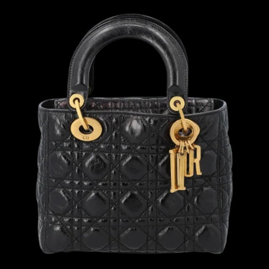 Black Leather Dior Lady Dior