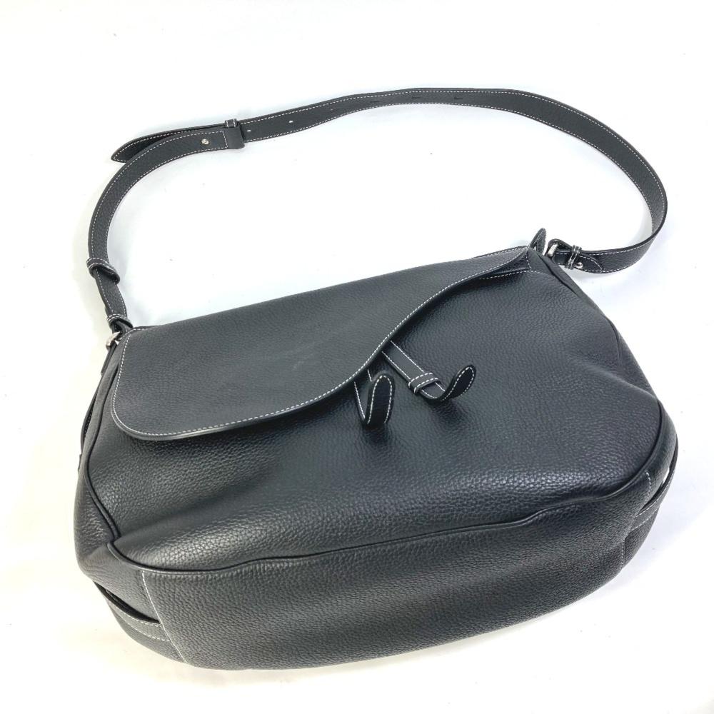 Black Leather Dior Saddle Bag