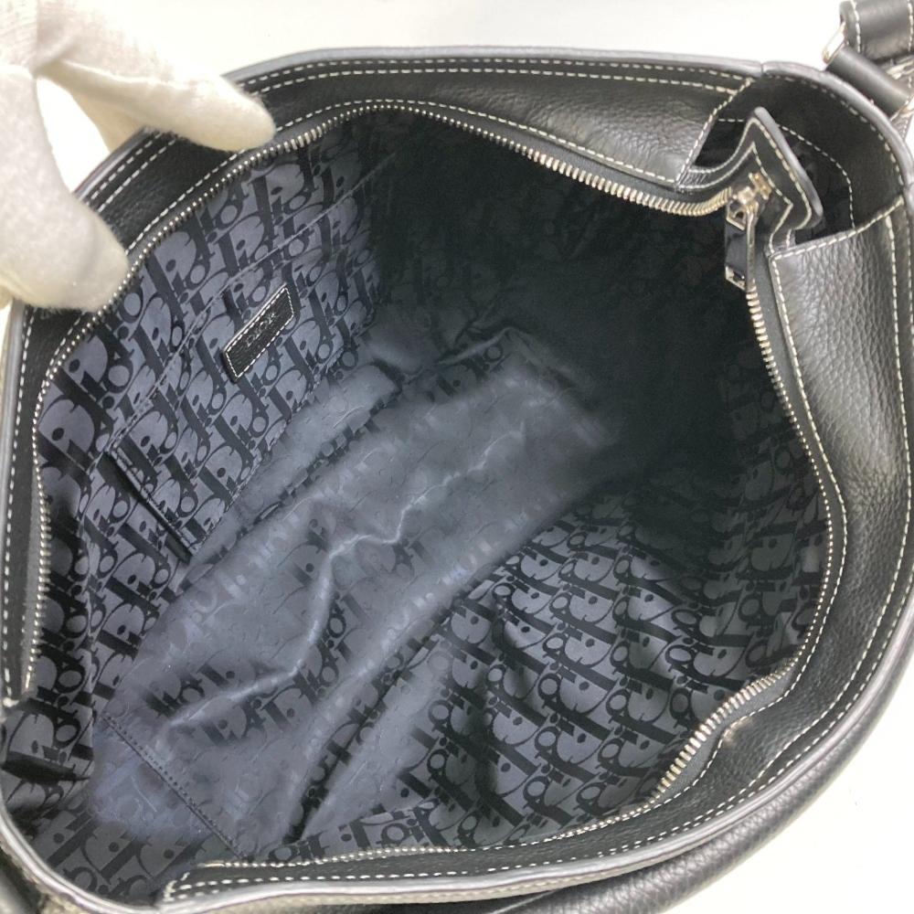 Black Leather Dior Saddle Bag