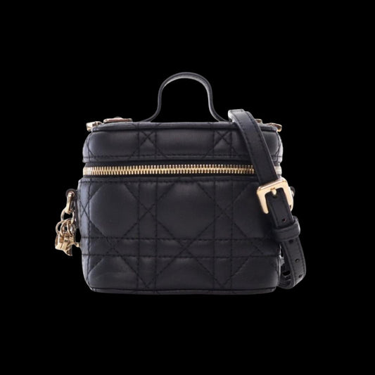 Black Leather Dior Vanity Bag