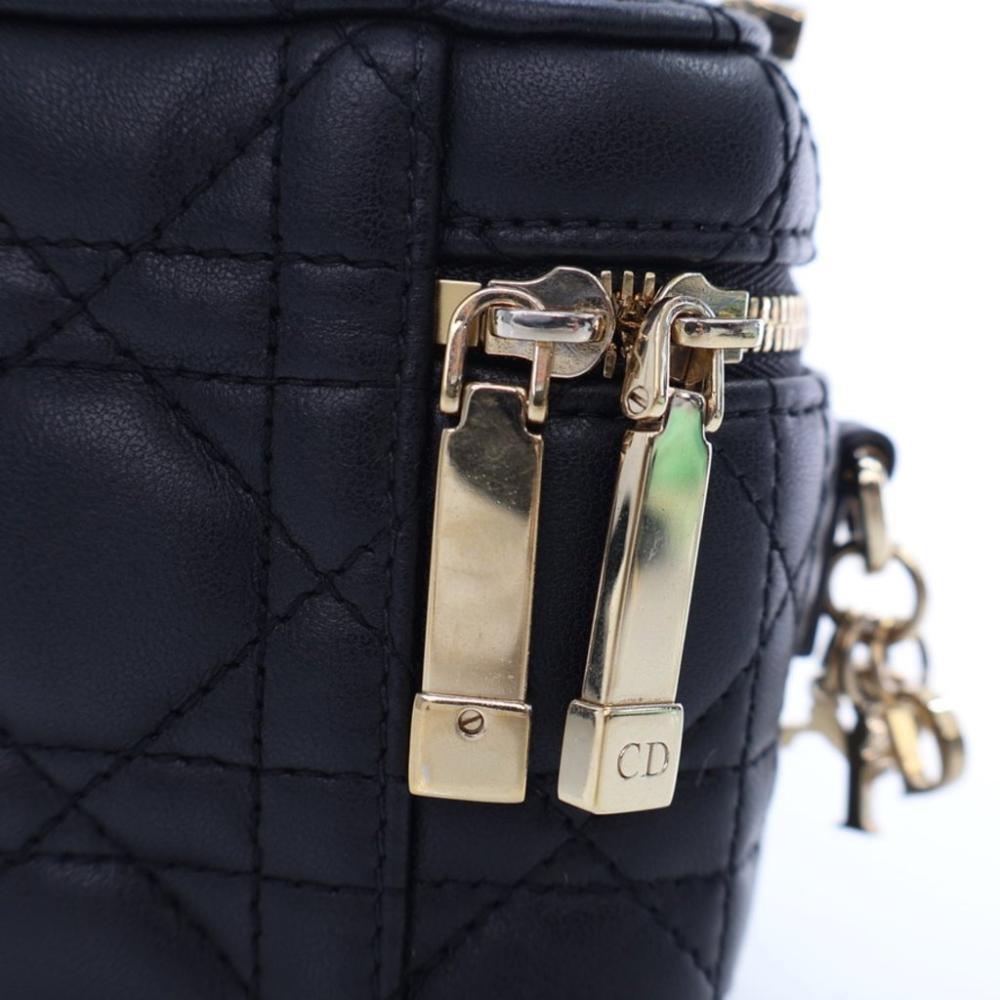 Black Leather Dior Vanity Bag