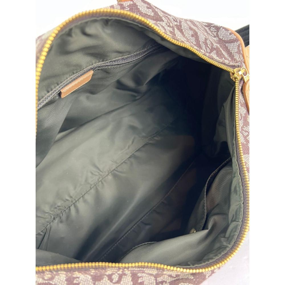 Brown Canvas Dior Boston Bag