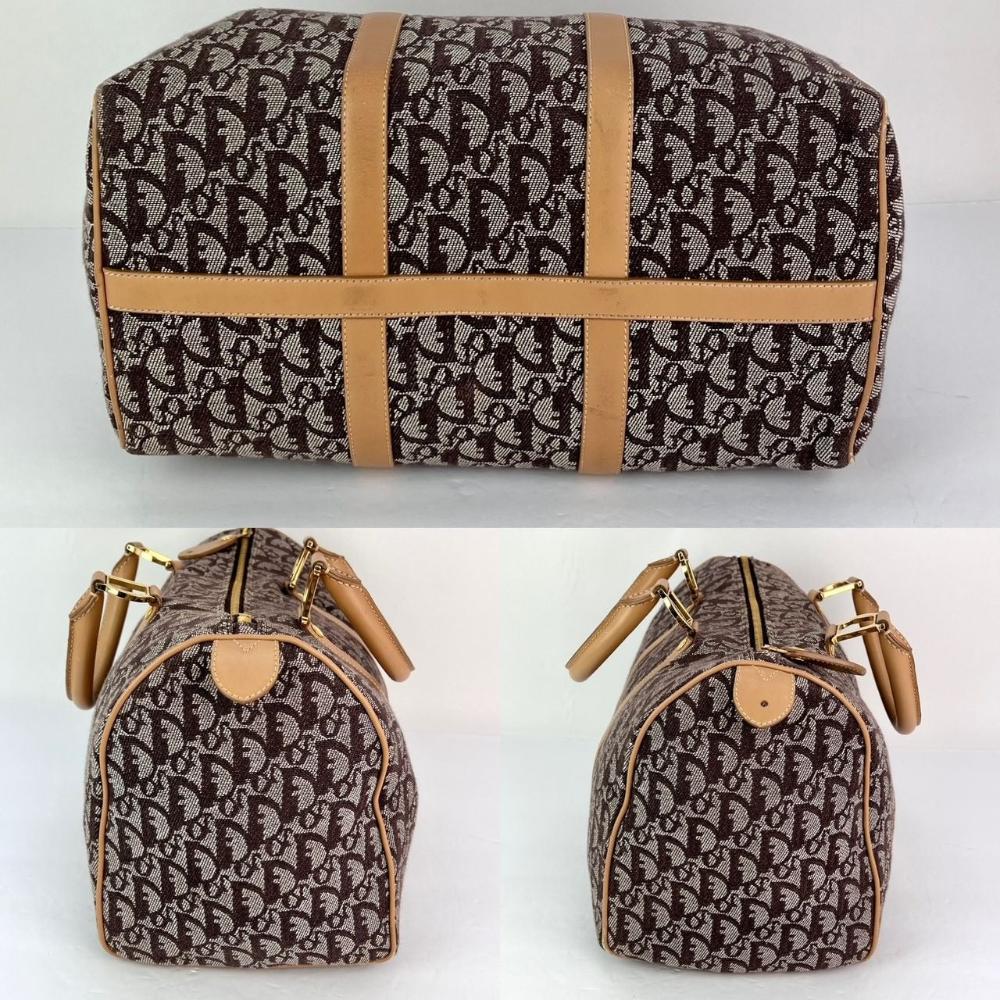 Brown Canvas Dior Boston Bag