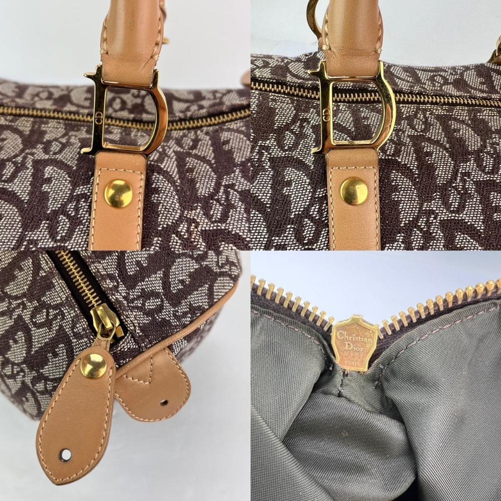 Brown Canvas Dior Boston Bag