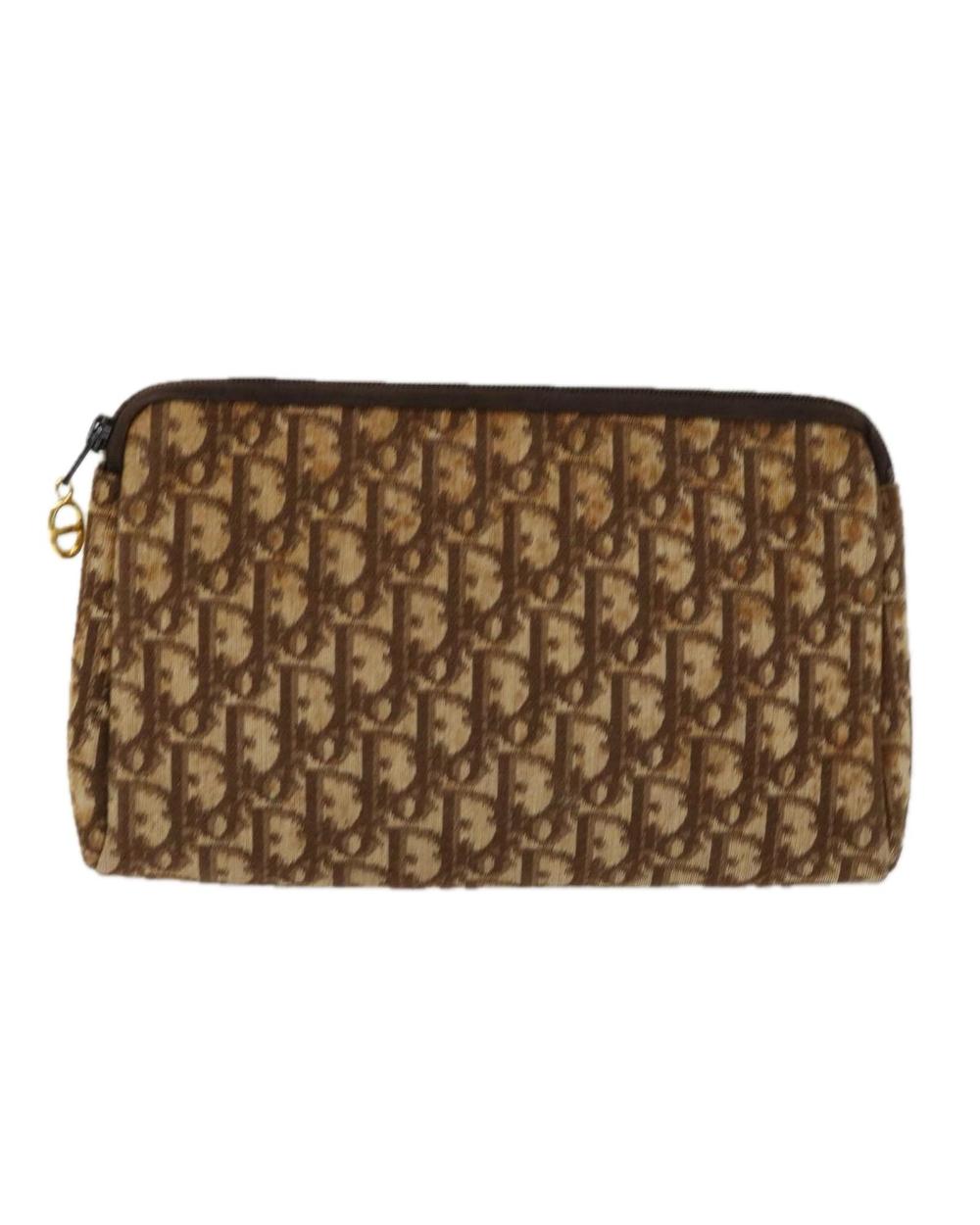 Brown Canvas Dior Cosmetic Pouch
