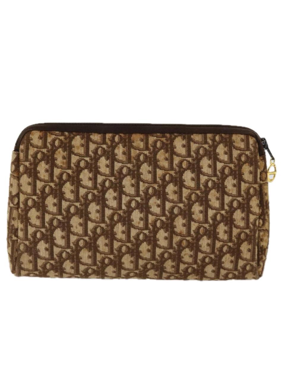 Brown Canvas Dior Cosmetic Pouch