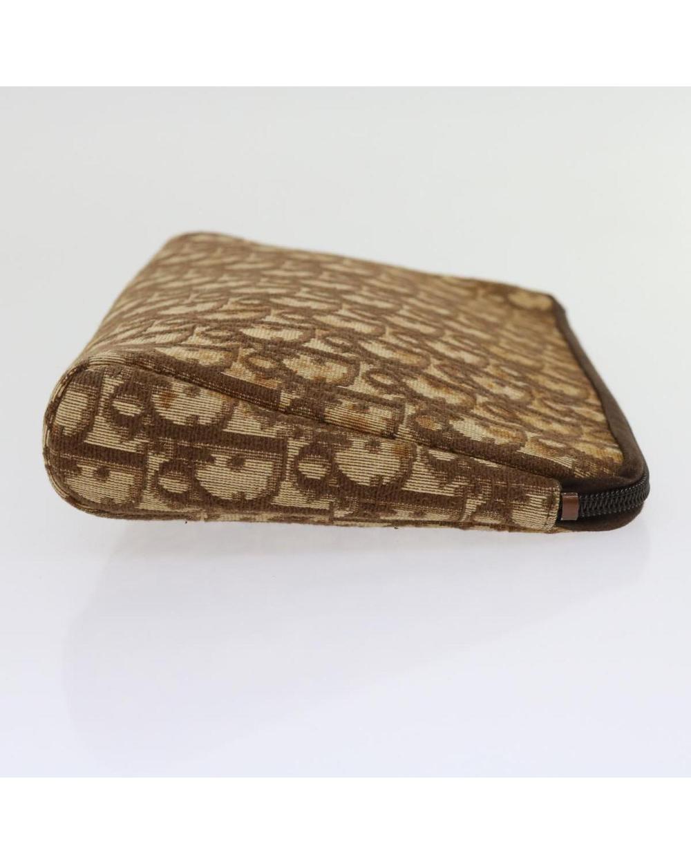 Brown Canvas Dior Cosmetic Pouch