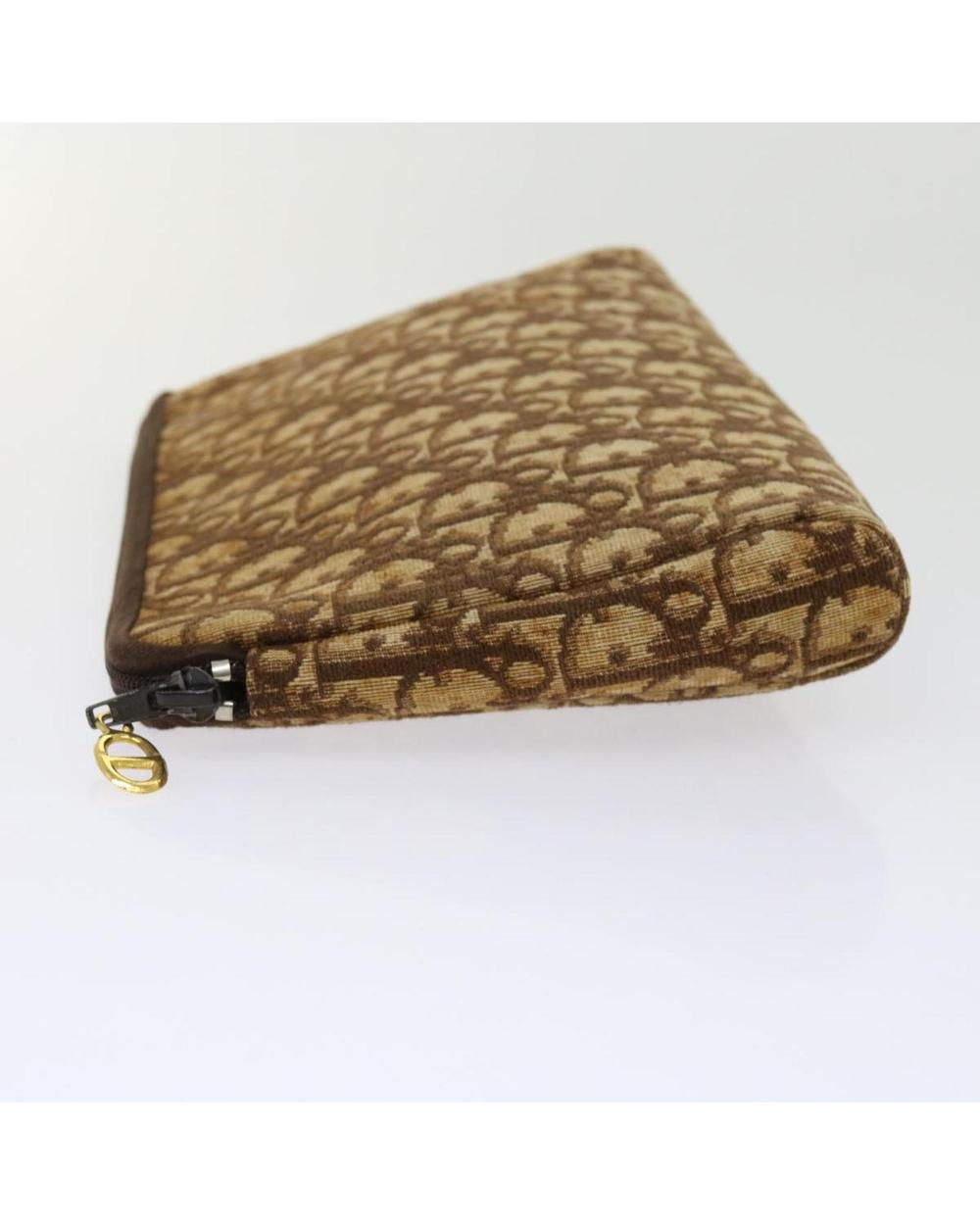 Brown Canvas Dior Cosmetic Pouch
