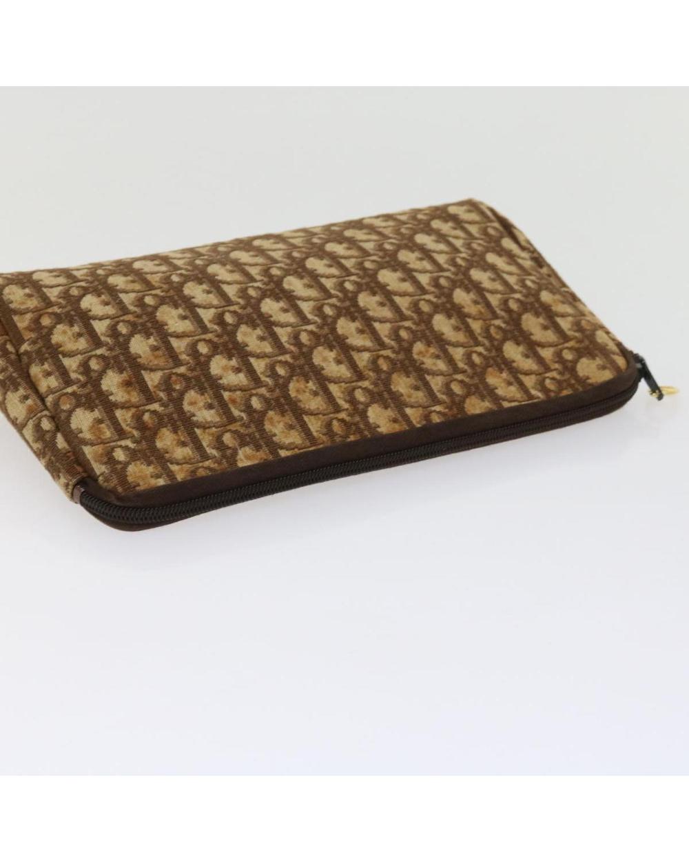 Brown Canvas Dior Cosmetic Pouch