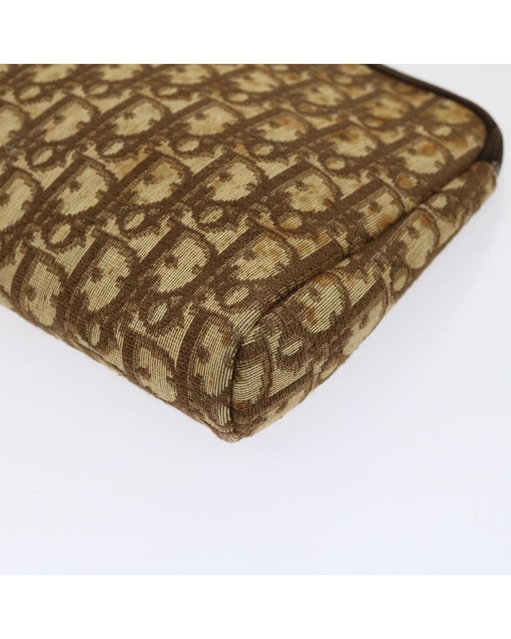 Brown Canvas Dior Cosmetic Pouch