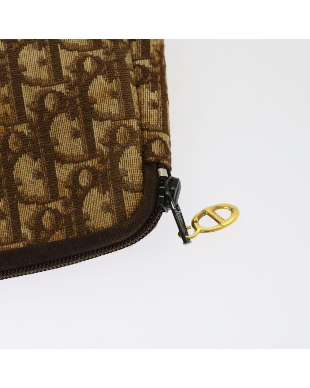 Brown Canvas Dior Cosmetic Pouch
