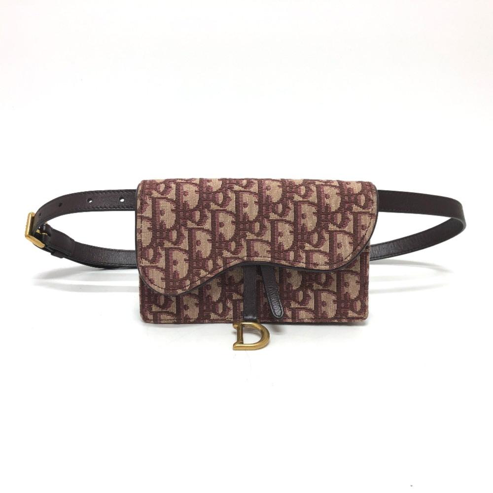 Brown Fabric Dior Cosmetic Pouch