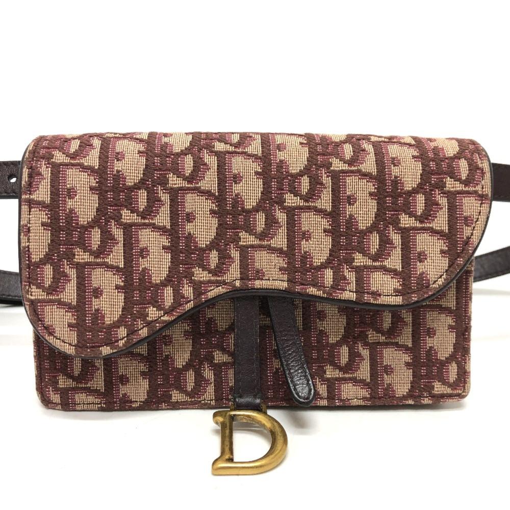 Brown Fabric Dior Cosmetic Pouch