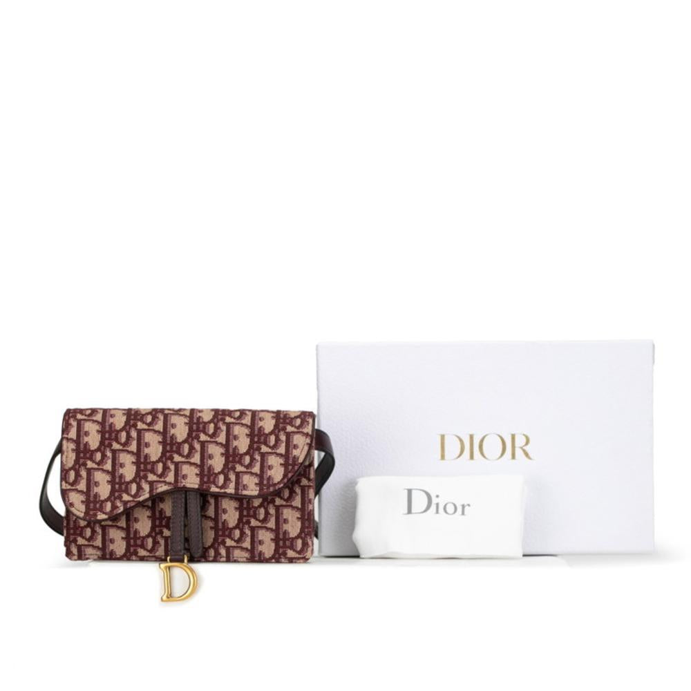 Brown Fabric Dior Saddle Bag