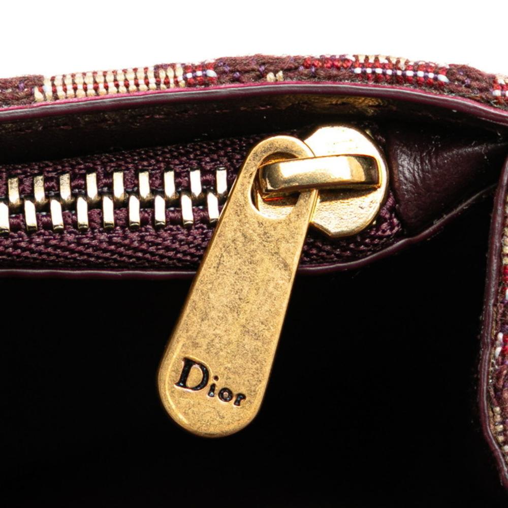 Brown Fabric Dior Saddle Bag
