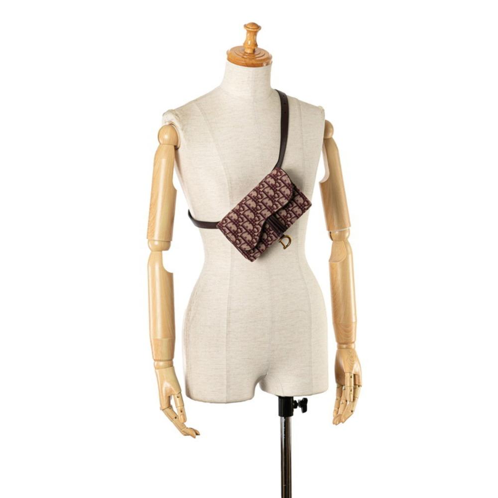 Burgundy Canvas Dior Trotter Crossbody Bag