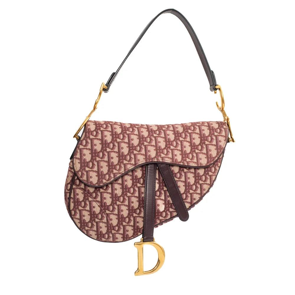 Burgundy Cotton Dior Saddle Bag