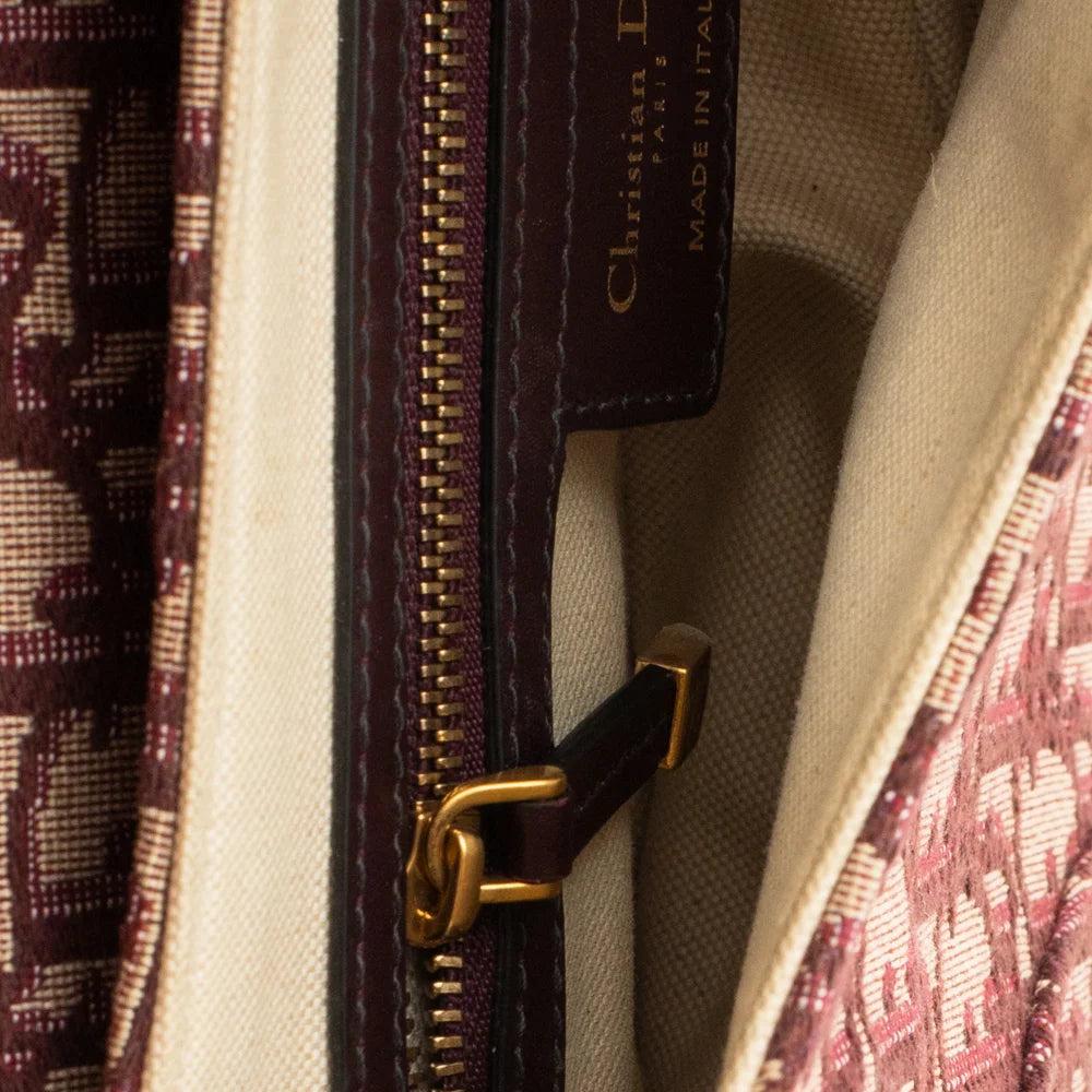 Burgundy Cotton Dior Saddle Bag