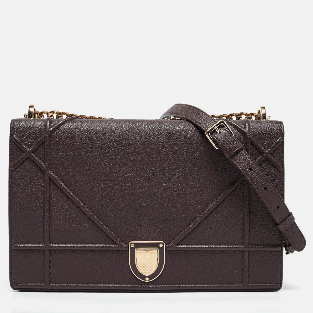 Burgundy Leather Dior Shoulder Bag