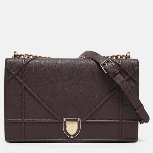 Burgundy Leather Dior Shoulder Bag
