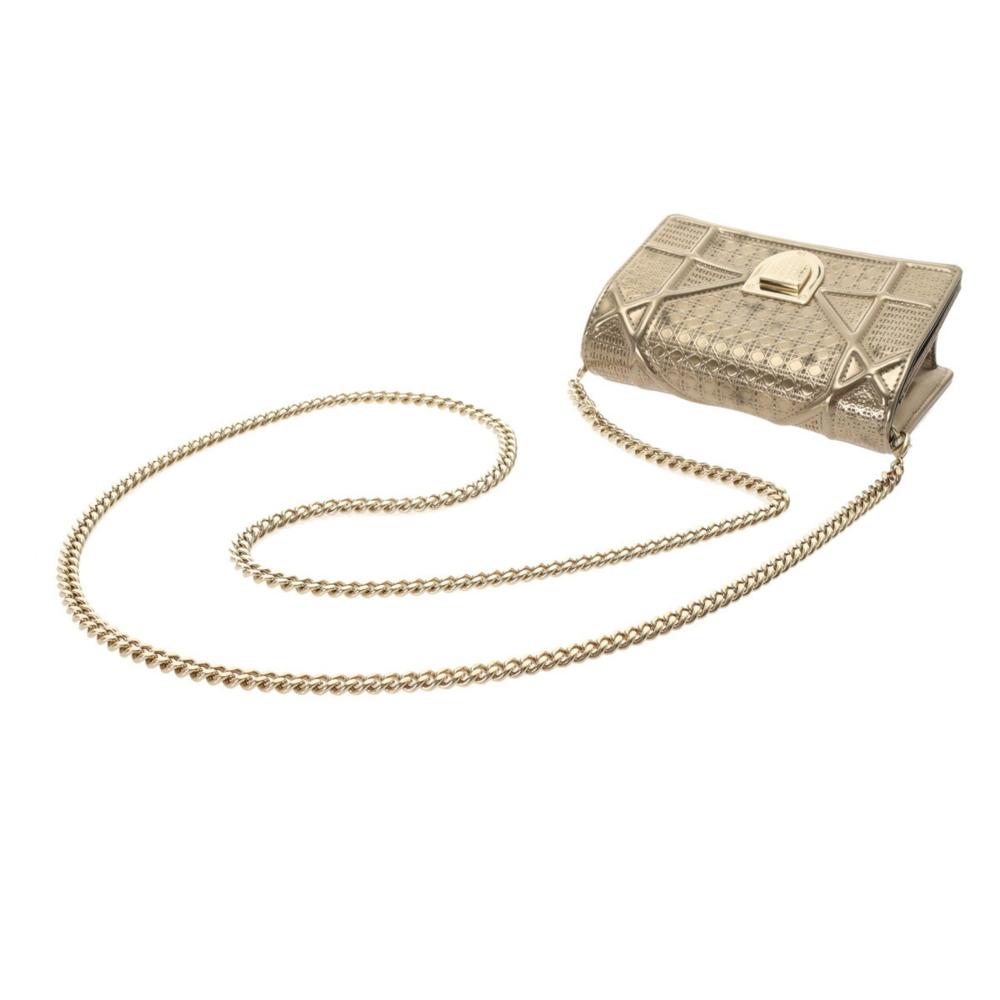 Gold Leather Dior Shoulder Bag